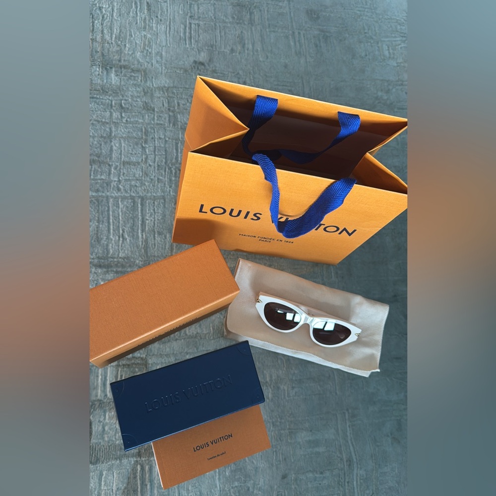 Louis Vuitton Cream Sunglasses with Gold Accents